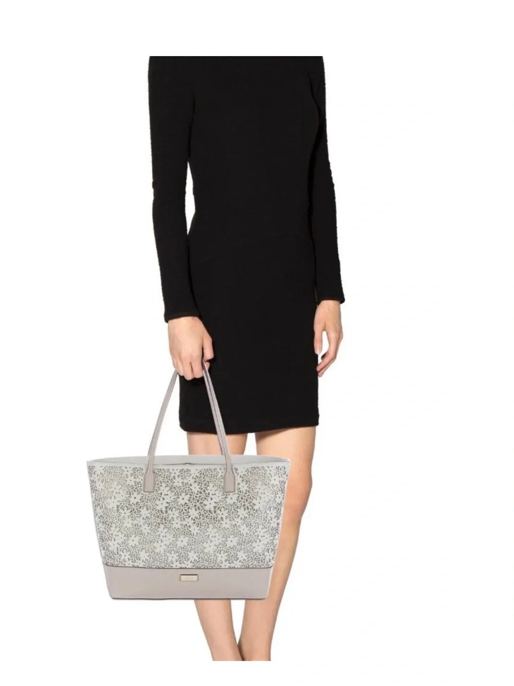 Light Gray Floral Tote Bag - Women